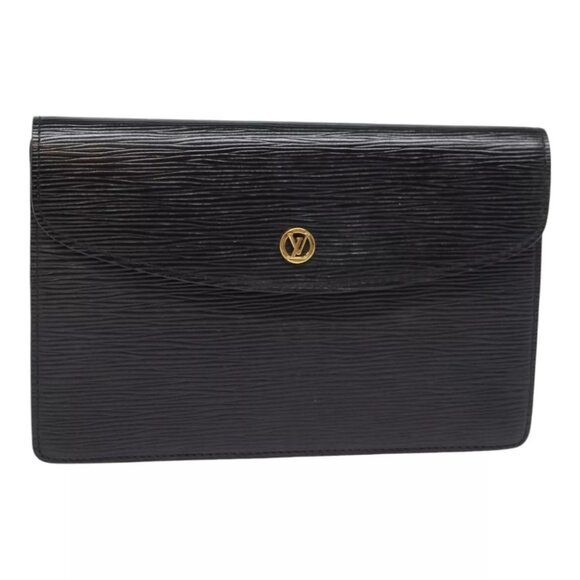 LOUIS VUITTON Epi Montaigne 23 Clutch Bag Black M52662 LV Auth 88335 - Picture 1 of 16